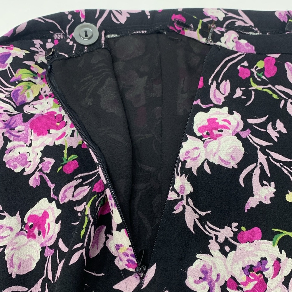 Jones New York 100% Silk Floral Maxi Skirt Black Pink  Size 8 Cottagecore - Picture 4 of 6